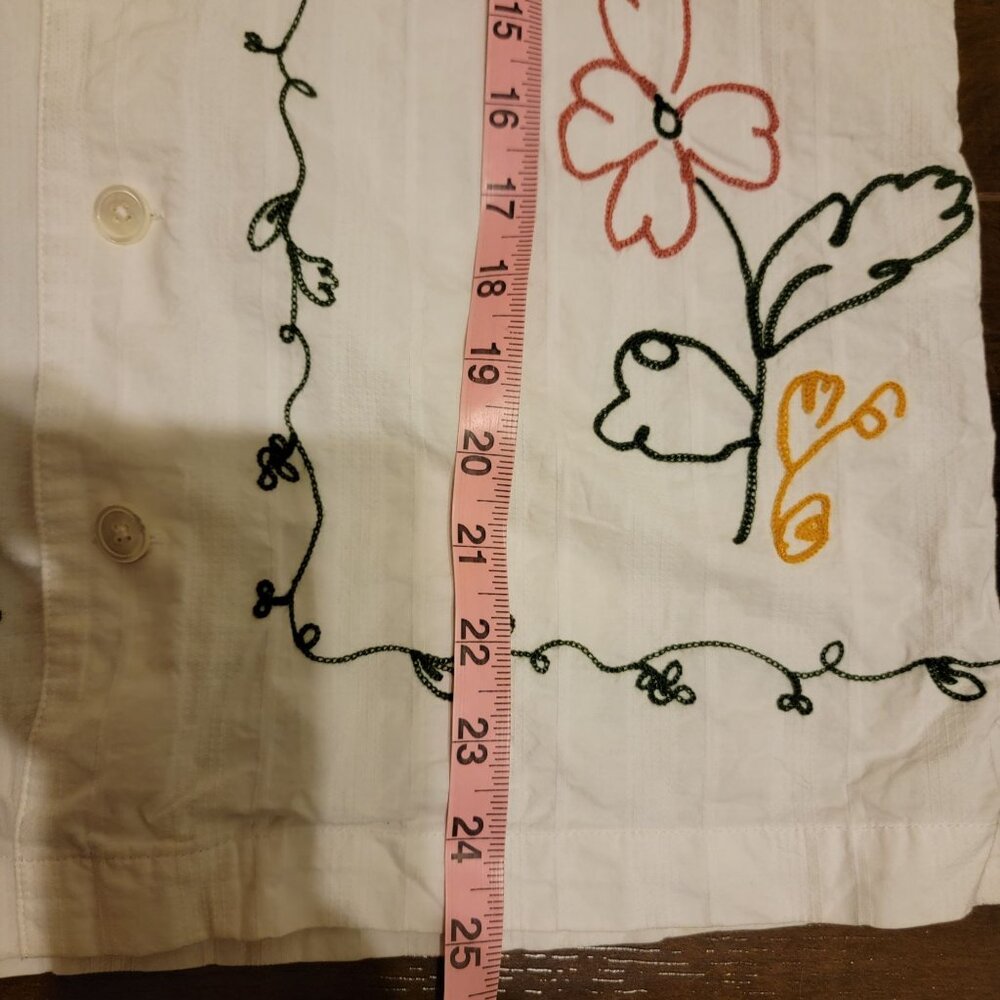 Dunst Embroidered Button Down Tee Womens S Vintage Floral Boho Retro Fresh - Picture 6 of 8